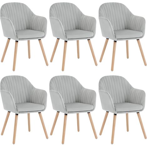 Woltu – Lot de 6 chaises de salle à manger – Siège en velours doux – Structure en bois massif et métal – Dossier ergonomique – Patins antidérapants