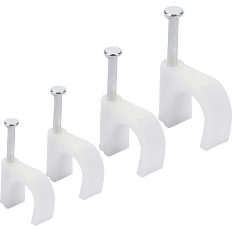 Kabelclips für Strom- und Ethernet-Kabel (400er-Packung) – 6 mm, 7 mm, 8 mm, 10 mm – Kabelbinder mit Eisennägeln für CAT5-, CAT6-, RG6-, RG59-, RJ45- und TV-Kabel (1/4)