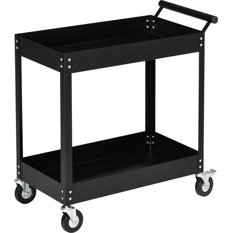 Carrello da officina a 2 ripiani in acciaio nero HOMVRA 84,5 x 38 x 84 cm (1/5)
