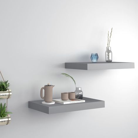 Estantes flotantes de pared 2 uds MDF gris 40x23,5x3,8 cm vidaXL