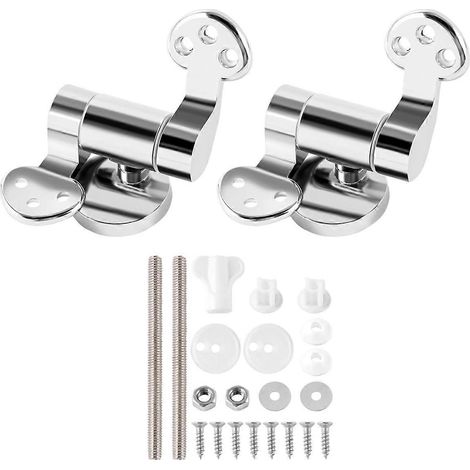 Charnières de siège de toilette (1 paire) en acier inoxydable, compatibles avec tous les couvercles de siège de toilette à fermeture douce, couleur argent. (1/5)