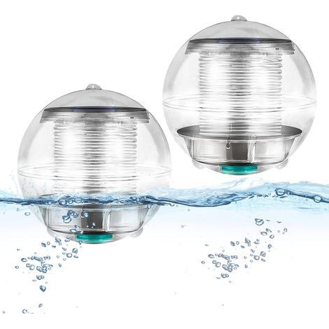 Lampes de piscine, lot de 2 7 couleurs changeantes de lumières solaires flottantes pour piscine, boules étanches (1/4)