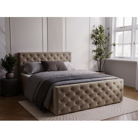 Lit continental Montego avec rangement 180 x 200 double, velours, marron (1/5)