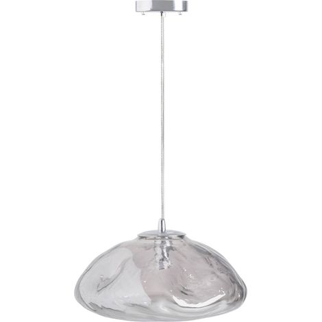 Lustre art déco en cristal gris finition sablée ambiance zen - Gris cristal finition sablée (1/4)