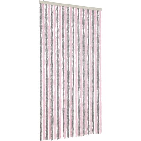 Tenda Antimosche Grigio Argento e Rosa 100x230 cm in Ciniglia vidaXL (1/5)