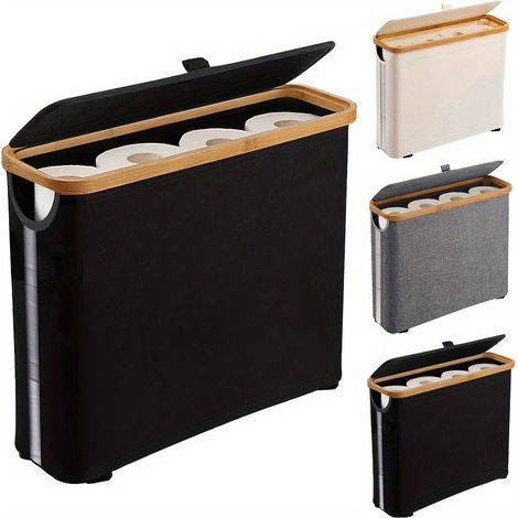 200 pièces Panier rangement papier hygiénique couvercle pliable noir (1/5)