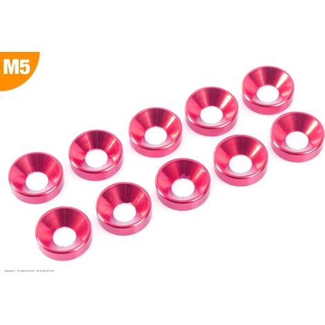 Revtec - Aluminium Washer - for M5 Flat Head Screws - OD 12mm - Red - 10 pcs