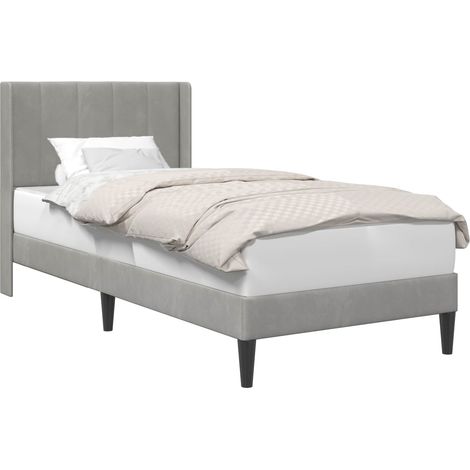 Bed Frame with Headboard Light Grey 90 x 190 cm Velvet vidaXL