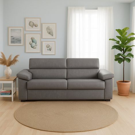Dmora - Sofá cama 2 plazas Querida, Sofá convertible para salón, acolchado, desenfundable, calidad 100% Made in Italy, 185x95 h100 cm, Gris (1/5)