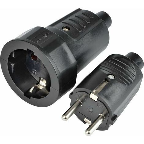 Lot de 2 Fiches Prise Femelle 250V Incassable et Stable Prise Double Jeu de Fiches Male et Femelle(1 pcs) (1/5)