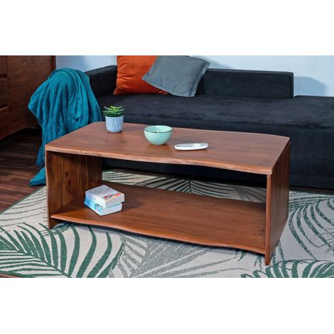 Couchtisch mit Ablage Akazie massiv 115 x 55 x 45 cm nussbaumfarben ADA (1/5)