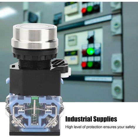Interrupteur à bouton-poussoir 22mm sans voyant lumineux LA38 220V AC pour montage industriel (1/5)