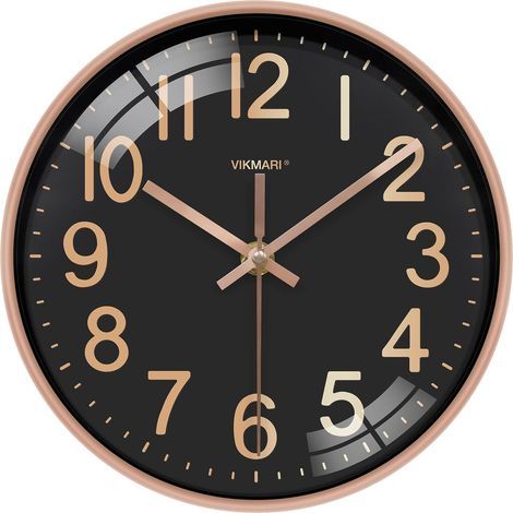 Wall Clock 25 cm Black and Gold Modern Silent
