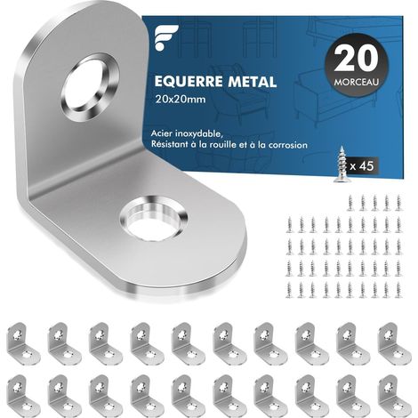 Équerre de Fixation Inox - Lot de 20 - Acier Inoxydable - Renfort d'Angle Robuste - Réparation Meubles Intérieur Extérieur - 20x20mm (1/5)