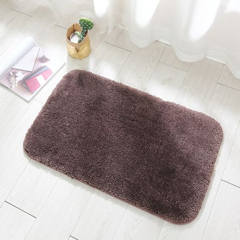 Tapis salle de bain épais et moelleux 50 par 80 cm poils longs antidérapant sécurité microfibre qualité supérieure lavable à 30°C (1/4)