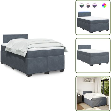 Boxspringbett mit Matratze Dunkelgrau 120x190 cm Samt - Boxspringbett - Doppelbett - Samtbett - Samt - Liegekomfort (1/5)