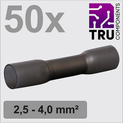 TRU COMPONENTS TC-12888408 Stoßverbinder mit Schrumpfschlauch 2.5 mm² 4 mm² Vollisoliert Schwarz 50