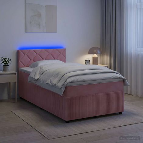 vidaXL Lit boxspring avec matelas Rose 120 x 190 cm Velours (1/5)