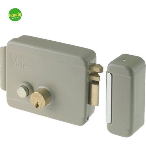 SERRATURA CANCELLO APPLICARE ELETTRICA 688 YALE - ZINC C.TONDO FISSO+SCR+PULS+TETT E.MM 50 DX (1/2)