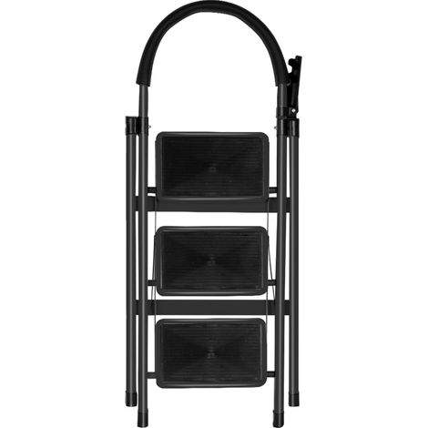 Folding Step Ladder 4 Step Ladder with Ramp with Tool Platform, Portable Steel Ladder 190kg for Adults Home Kitchen Office 133 x 74 x 39 cm - 4 Steps (White) (1/5)