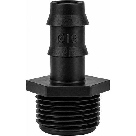 Enlace Union Rosca Macho 3/4 A Toma Para Tuberias Goteo Ø 16 mm. (Bolsa 100 Pzs) Riego Por Goteo, Microaspersión, Nebulizacion