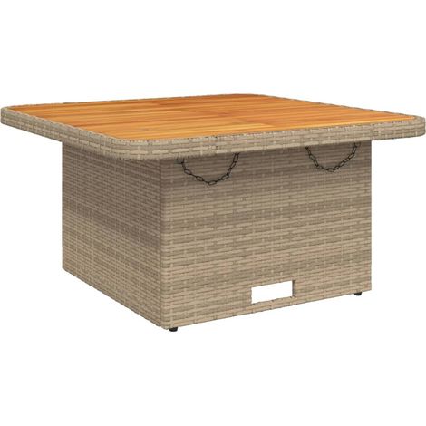 Mesa de jardín ratán sintético madera acacia beige 80x80x71 cm vidaXL