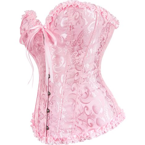 Corset Surplombant - Armature Acier Avant Renforcé - Soutien Thoracique et Redressement Taille - Rose - 1 Pièce (1/5)