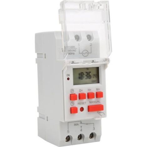 1 Interrupteur à minuterie, Programmable 7 jours, Écran LCD, Montage rail DIN 35mm, Pour tableau électrique (1/4)