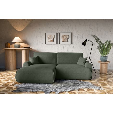 Divano letto angolare sinistro con vano contenitore Noboo in verde bottiglia direttamente dal produttore, consegna e installazione gratuite (1/5)