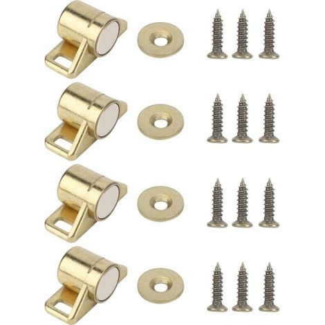Loqueteau Magnétique, Loquet Aimanté en Alliage de Zinc Bronze Doré avec Fermeture Silencieuse et Sécurisée pour Armoire de Cuisine et Bureau (1/5)