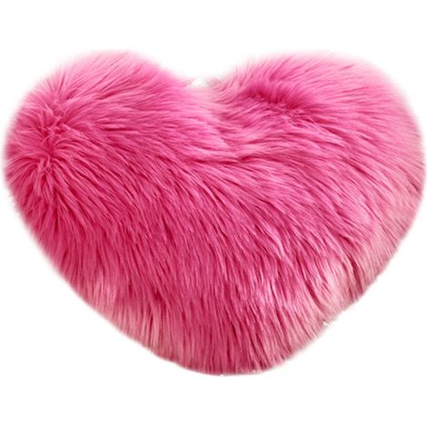 Coussin décoratif moelleux en forme de cœur - coussin de canapé douillet, cadeau déco - idéal pour la Saint-Valentin et la fête des Mères - rose vif (1/5)