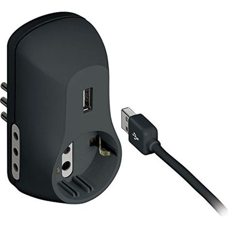 Multiprise Bloc d'alimentation B3 avec Prise USB, 1.5 A, Noir