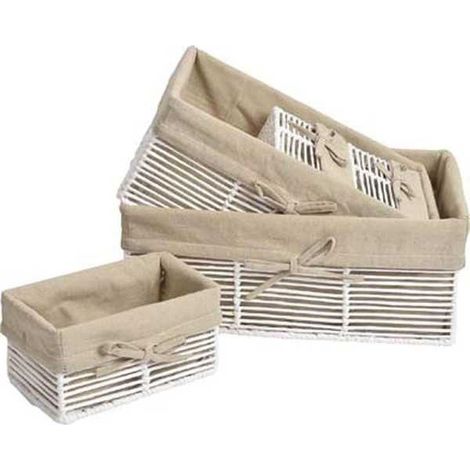 Conjunto 5 Cestas Papel/Estructura Metal Blanco