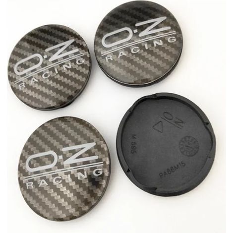 (4x62 Noir Carbone) 4 enjoliveurs centraux de roue de voiture 62 mm compatibles avec les jantes OZ Racing M595 O.Z en alliage. (1/5)