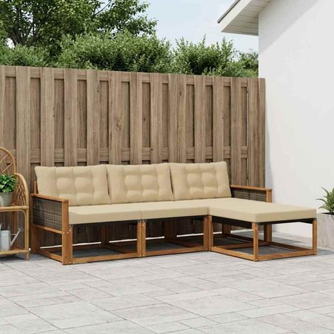 vidaXL Ensemble de canapés d'extérieur 4 pc Naturel et Beige (1/5)