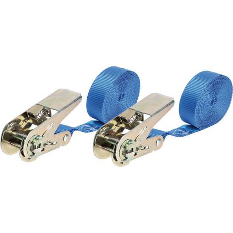 Lot de 2 sangles d'arrimage à cliquet 500 kg - 5m x 25mm