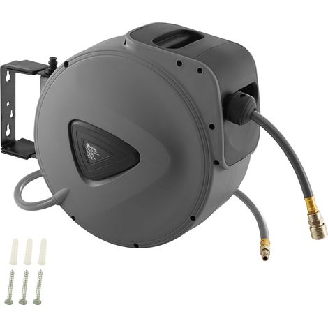 Tectake – Enrouleur pneumatique 20m – Raccord rapide ¼' – Pression max 12 bars – Boîtier en polypropylène – Système d'enroulage automatique (1/5)