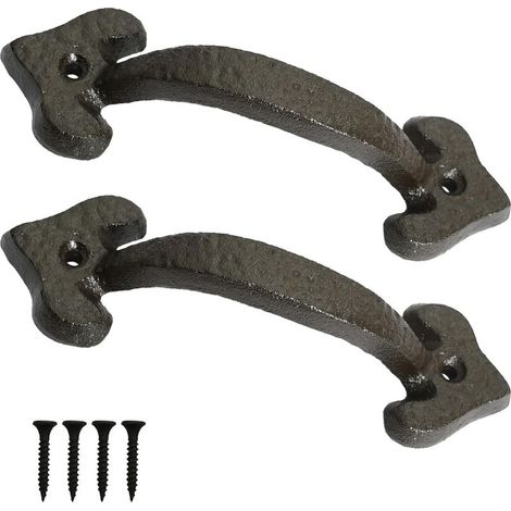 Set mit 2 Türgriffen aus Gusseisen, Werkzeug und DIY für Küchenschränke, Schrankmöbel, Vintage-Stil, Schwarz (1/4)