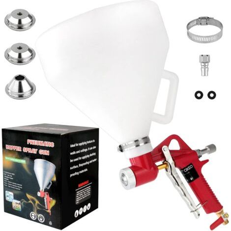 Pistolet à crêpe pneumatique de 1,5 gallons, pistolet pulvérisateur avec 3 buses (4,0 mm/6,0 mm/8,0 mm), pistolet à texture pour murs, plafonds, peinture en stuc sec (1/5)