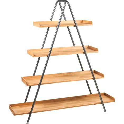 Étagère pyramidale 4 étagères en bois et métal style industriel Ramuk (1/3)