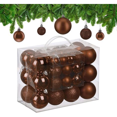Juego de 50 adornos navideños para árbol de Navidad: mate, brillante y con purpurina (1/5)