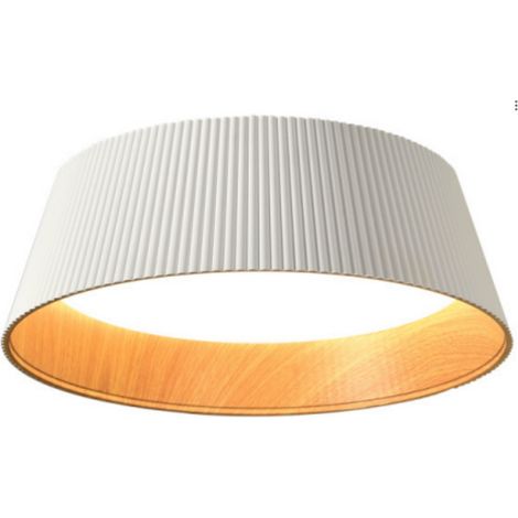 Aspe - Lámpara de techo de 45 cm y 30 W, blanca + madera (1/2)