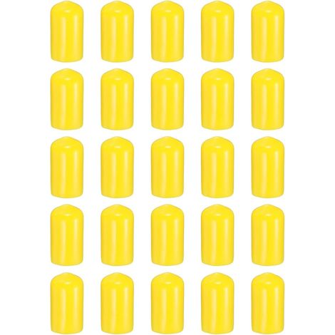 100pcs Rubber Ends, 11mm ID, PVC Rubber Round Caps, Bolt Covers, Protective Caps for Metal Tubes Rods Bolts, Yellow (1/5)