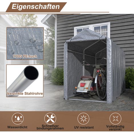 Garage vélo étanche 100x187x160 cm, armature acier anti-UV, abri extérieur pour bicyclettes, motos, scooters et matériel de jardin. (1/5)