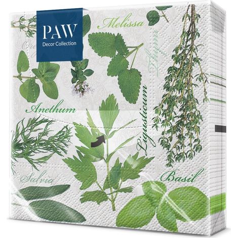 PAW - Tovaglioli di Carta Colorati (33 x 33 cm) I 20 Pezzi I Perfetto per Compleanni, Feste, Matrimoni, Comunione e Celebrazioni I Decorazioni da Tavola I 3 Veli I Gusto Erbaceo (1/4)