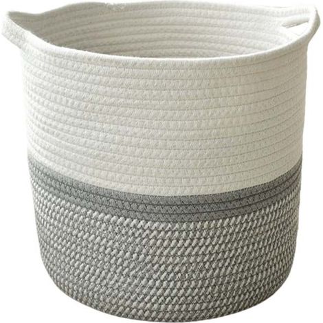 Cesto de ropa colgante de cuerda blanca y gris de 30 cm, almacenamiento de pared para baño/lavadero, ahorra espacio.