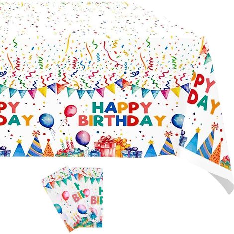 Tischdecke Kindergeburtstag 2 Stück 130x220cm mit "Happy Birthday" Motiv