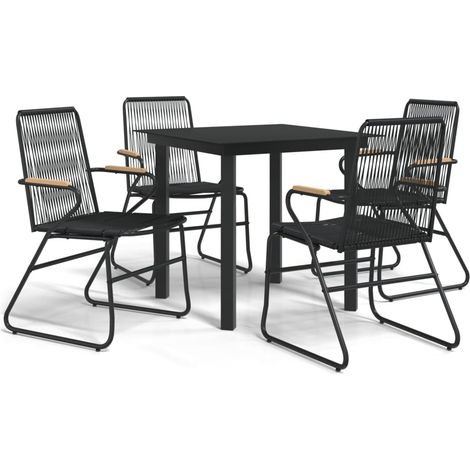 Ensemble à manger de jardin 5 pcs,Salon de jardin Noir Rotin PVC CFW26600 (1/5)