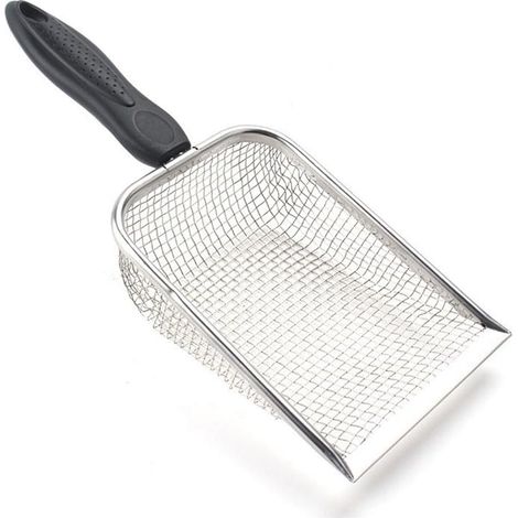 Tamis de jardin avec poignée confortable,parfait pour tamiser efficacement le sol et le compost(2,8 mm)Reliable Litter Cleaner Corner Shovel,Black (1/5)