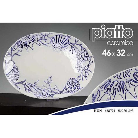 PIATTO OVALE 45,5CM BLU IN CERAMICA